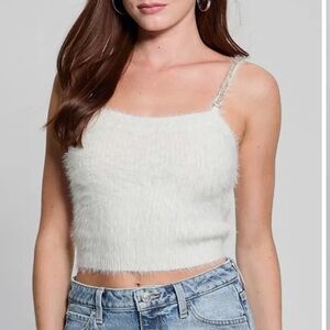 Guess Light Blue Knit Camisole with Sparkling Straps